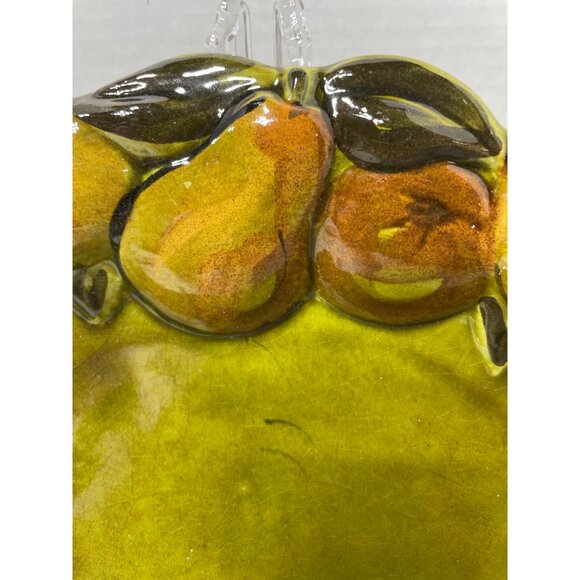 Los Angeles Potteries Vintage Pear Motif Olive Green Oval Ceramic Dish - Picture 3 of 5